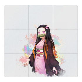Магнитный плакат 3Х3 с принтом Nezuko Kamado в Курске, Полимерный материал с магнитным слоем | 9 деталей размером 9*9 см | Тематика изображения на принте: demon | kamado | nezuko | slayer | камадо | недзуко | незуко | нэдзуко | нэзуко
