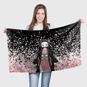 Флаг 3D с принтом Nezuko Chan в Курске, 100% полиэстер | плотность ткани — 95 г/м2, размер — 67 х 109 см. Принт наносится с одной стороны | 
