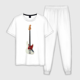 Мужская пижама хлопок с принтом Бас-гитара в Курске, 100% хлопок | брюки и футболка прямого кроя, без карманов, на брюках мягкая резинка на поясе и по низу штанин
 | бас гитара | музыкальный инструмент