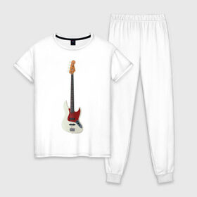 Женская пижама хлопок с принтом Бас-гитара в Курске, 100% хлопок | брюки и футболка прямого кроя, без карманов, на брюках мягкая резинка на поясе и по низу штанин | бас гитара | музыкальный инструмент