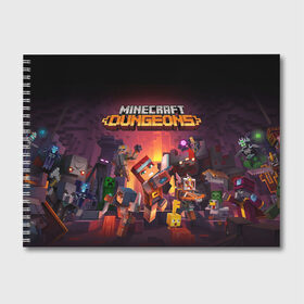 Альбом для рисования с принтом Minecraft Dungeons в Курске, 100% бумага
 | матовая бумага, плотность 200 мг. | dungeons | games | minecraft | mojang | игры | майнкрафт | подземелья | ремесло | шахтер