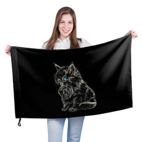 Флаг 3D с принтом Пушистый котёнок в Курске, 100% полиэстер | плотность ткани — 95 г/м2, размер — 67 х 109 см. Принт наносится с одной стороны | животные | зверёк | кот | котёнок | милашка | няшка | счастье