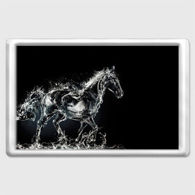 Магнит 45*70 с принтом Скакун в Курске, Пластик | Размер: 78*52 мм; Размер печати: 70*45 | black | expression | horse | jumper | water | вода | лошадь | скакун | черный | экспрессия
