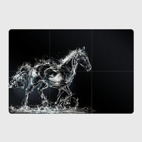 Магнитный плакат 3Х2 с принтом Скакун в Курске, Полимерный материал с магнитным слоем | 6 деталей размером 9*9 см | black | expression | horse | jumper | water | вода | лошадь | скакун | черный | экспрессия