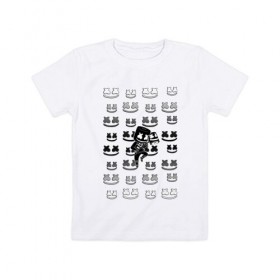 Детская футболка хлопок с принтом FORTNITE X MARSHMELLO в Курске, 100% хлопок | круглый вырез горловины, полуприлегающий силуэт, длина до линии бедер | fortnite | games | marshmello | игры | фортнайт