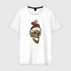 Мужская футболка хлопок с принтом PARTY HARD BAD SANTA в Курске, 100% хлопок | прямой крой, круглый вырез горловины, длина до линии бедер, слегка спущенное плечо. | Тематика изображения на принте: 