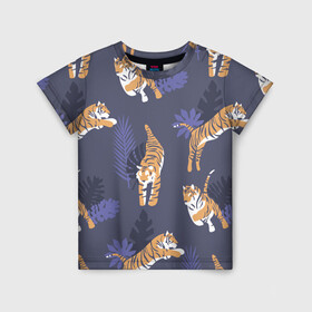 Детская футболка 3D с принтом Тигриный прайд в Курске, 100% гипоаллергенный полиэфир | прямой крой, круглый вырез горловины, длина до линии бедер, чуть спущенное плечо, ткань немного тянется | lion | tiger | гепард | дикие кошки | животные | кот | кошки | лев | пантера | тигр | тигры