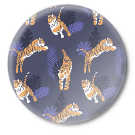 Значок с принтом Тигриный прайд в Курске,  металл | круглая форма, металлическая застежка в виде булавки | lion | tiger | гепард | дикие кошки | животные | кот | кошки | лев | пантера | тигр | тигры