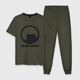 Мужская пижама хлопок с принтом Black Mesa в Курске, 100% хлопок | брюки и футболка прямого кроя, без карманов, на брюках мягкая резинка на поясе и по низу штанин
 | alyx | black mesa | half life | half life 2 | халф лайф