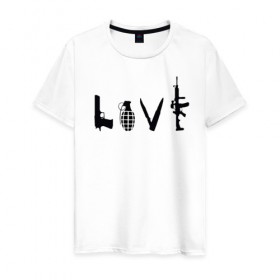 Мужская футболка хлопок с принтом love weapon в Курске, 100% хлопок | прямой крой, круглый вырез горловины, длина до линии бедер, слегка спущенное плечо. | love weapon оружие любовь