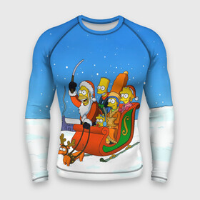 Мужской рашгард 3D с принтом Simpsons New Year в Курске,  |  | bart | christmas | family | homer | lisa | maggie | marge | new | santa | simpson | simpsons | snow | thesimpsons | xmas | year | барт | гомер | лиза | мардж | мегги | санта | семья | симпсоны