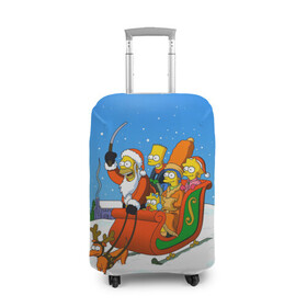 Чехол для чемодана 3D с принтом Simpsons New Year в Курске, 86% полиэфир, 14% спандекс | двустороннее нанесение принта, прорези для ручек и колес | bart | christmas | family | homer | lisa | maggie | marge | new | santa | simpson | simpsons | snow | thesimpsons | xmas | year | барт | гомер | лиза | мардж | мегги | санта | семья | симпсоны