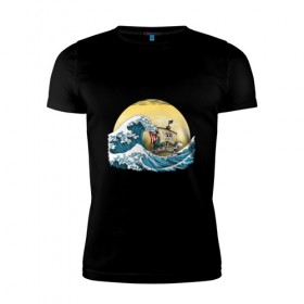 Мужская футболка премиум с принтом Ван-Пис : Большая волна в Курске, 92% хлопок, 8% лайкра | приталенный силуэт, круглый вырез ворота, длина до линии бедра, короткий рукав | 