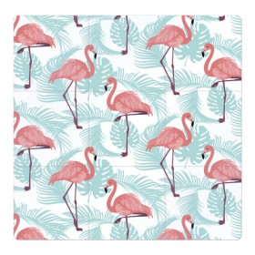 Магнитный плакат 3Х3 с принтом Тропический арт в Курске, Полимерный материал с магнитным слоем | 9 деталей размером 9*9 см | Тематика изображения на принте: animal | bird | flamingo | pink | pnik flamingo | животные | птицы | розовый | розовый фламинго | фламинго