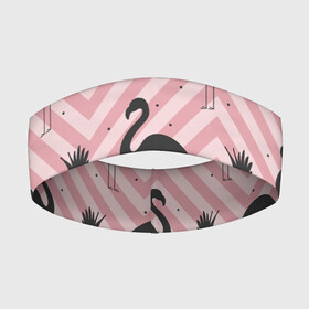 Повязка на голову 3D с принтом Черный фламинго в Курске,  |  | animal | bird | flamingo | pink | pnik flamingo | животные | птицы | розовый | розовый фламинго | фламинго