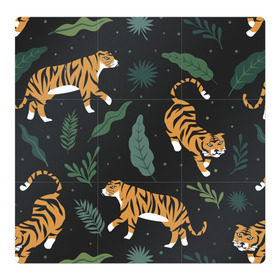 Магнитный плакат 3Х3 с принтом Тропический тигр в Курске, Полимерный материал с магнитным слоем | 9 деталей размером 9*9 см | tiger | гепард | дикие кошки | животные | кот | кошки | пантера | тигр | тигры