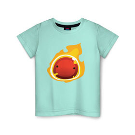 Детская футболка хлопок с принтом Огненный слайм-мини версия в Курске, 100% хлопок | круглый вырез горловины, полуприлегающий силуэт, длина до линии бедер | Тематика изображения на принте: slime rancher