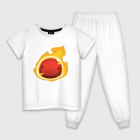 Детская пижама хлопок с принтом Огненный слайм-мини версия в Курске, 100% хлопок |  брюки и футболка прямого кроя, без карманов, на брюках мягкая резинка на поясе и по низу штанин
 | slime rancher