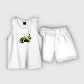 Детская пижама с шортами хлопок с принтом Пчела в Курске,  |  | Тематика изображения на принте: пчела | рисунок