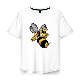 Мужская футболка хлопок Oversize с принтом Злая Пчела в Курске, 100% хлопок | свободный крой, круглый ворот, “спинка” длиннее передней части | Тематика изображения на принте: злая пчела | пчела | рисунок