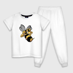 Детская пижама хлопок с принтом Злая Пчела в Курске, 100% хлопок |  брюки и футболка прямого кроя, без карманов, на брюках мягкая резинка на поясе и по низу штанин
 | Тематика изображения на принте: злая пчела | пчела | рисунок