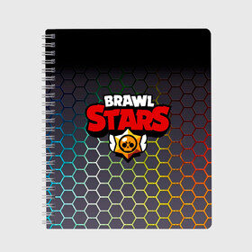 Тетрадь с принтом Brawl Stars Hexagon в Курске, 100% бумага | 48 листов, плотность листов — 60 г/м2, плотность картонной обложки — 250 г/м2. Листы скреплены сбоку удобной пружинной спиралью. Уголки страниц и обложки скругленные. Цвет линий — светло-серый
 | brawl | brawl st | brawl stars | colt | game | hexagon | logo | mobo | pattern | poco | shelly | stars | бравл | игра | игры | кольт | лого | мобильные игры | патерн | паттерн | поко | соты | старс | шелли