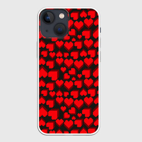 Чехол для iPhone 13 mini с принтом 8 Bit Love в Курске,  |  | 8 bit | 8 бит | game | heart | lovely | pattern | любовь | паттерн | романтика | сердечки | сердца | сердце