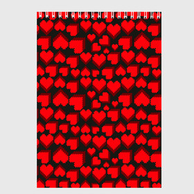 Скетчбук с принтом 8-Bit Love в Курске, 100% бумага
 | 48 листов, плотность листов — 100 г/м2, плотность картонной обложки — 250 г/м2. Листы скреплены сверху удобной пружинной спиралью | 8 bit | 8 бит | game | heart | lovely | pattern | любовь | паттерн | романтика | сердечки | сердца | сердце
