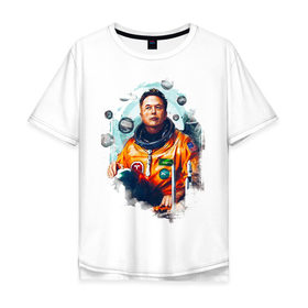 Мужская футболка хлопок Oversize с принтом Elon Mask в Курске, 100% хлопок | свободный крой, круглый ворот, “спинка” длиннее передней части | spacex | илон | илонмаск | космос | маск | ракета | тесла