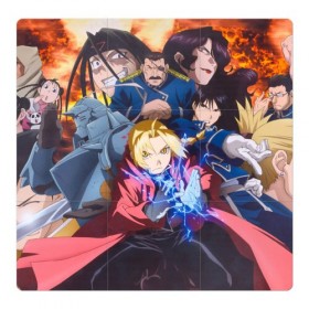 Магнитный плакат 3Х3 с принтом Fullmetal Alchemist Brotherhood в Курске, Полимерный материал с магнитным слоем | 9 деталей размером 9*9 см | anime | fullmetal alchemist brotherhood | аниме. | стальной алхимик братство | цельнометаллический алхимик братство