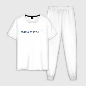 Мужская пижама хлопок с принтом SPACEX - ИЛОН МАСК. в Курске, 100% хлопок | брюки и футболка прямого кроя, без карманов, на брюках мягкая резинка на поясе и по низу штанин
 | elon musk | spacex | американский предприниматель | изобретатель | илон маск | инвестор | инженер