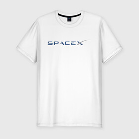 Мужская футболка хлопок Slim с принтом SPACEX - ИЛОН МАСК. в Курске, 92% хлопок, 8% лайкра | приталенный силуэт, круглый вырез ворота, длина до линии бедра, короткий рукав | elon musk | spacex | американский предприниматель | изобретатель | илон маск | инвестор | инженер