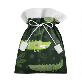 Подарочный 3D мешок с принтом Милый крокодил в Курске, 100% полиэстер | Размер: 29*39 см | Тематика изображения на принте: аллигатор | для детей | животные | крокодил