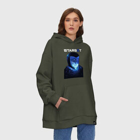 Худи SuperOversize хлопок с принтом Starset в Курске, 70% хлопок, 30% полиэстер, мягкий начес внутри | карман-кенгуру, эластичная резинка на манжетах и по нижней кромке, двухслойный капюшон
 | astronaut | logo | rock | skull | space | starset | космонавт | космос | лого | рок | старсет | череп