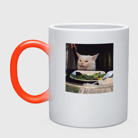 Кружка хамелеон с принтом мемная картинка с котом в Курске, керамика | меняет цвет при нагревании, емкость 330 мл | Тематика изображения на принте: кот | котэ | кошка | мем | прикол | фотография