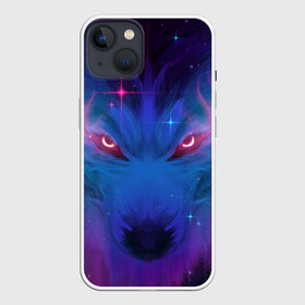 Чехол для iPhone 13 с принтом Звездный волк в Курске,  |  | Тематика изображения на принте: взгляд | волк | волки | волчица | животное | звезды | зверь | космос