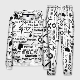 Мужской костюм 3D с принтом ЛОГОТИПЫ ПРОЕКТОВ ИЛОНА МАСКА. в Курске, 100% полиэстер | Манжеты и пояс оформлены тканевой резинкой, двухслойный капюшон со шнурком для регулировки, карманы спереди | elon musk | hyperloop | neuralink | pattern | paypal | spacex | starlink | tesla | американский предприниматель | изобретатель | илон маск | инвестор | инженер | паттерн | тесла