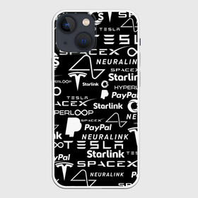 Чехол для iPhone 13 mini с принтом ЛОГОТИПЫ ПРОЕКТОВ ИЛОНА МАСКА. в Курске,  |  | elon musk | hyperloop | neuralink | pattern | paypal | spacex | starlink | tesla | американский предприниматель | изобретатель | илон маск | инвестор | инженер | паттерн | тесла