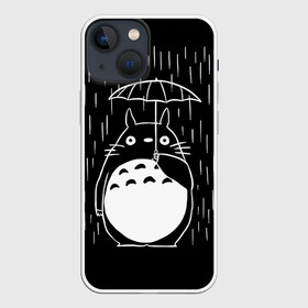 Чехол для iPhone 13 mini с принтом Тоторо прячется от дождя в Курске,  |  | anime | hayao miyazaki | japanese | meme | miyazaki | piano | studio ghibli | tokyo | totoro | гибли | котобус | мой | сосед | сусуватари | тонари | тоторо | хаяо миядзаки
