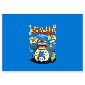Поздравительная открытка с принтом My Neighbor Totoro заяц на синем в Курске, 100% бумага | плотность бумаги 280 г/м2, матовая, на обратной стороне линовка и место для марки
 | anime | hayao miyazaki | japanese | meme | miyazaki | piano | studio ghibli | tokyo | totoro | гибли | котобус | мой | сосед | сусуватари | тонари | тоторо | хаяо миядзаки
