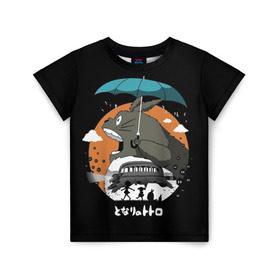 Детская футболка 3D с принтом Тоторо в Курске, 100% гипоаллергенный полиэфир | прямой крой, круглый вырез горловины, длина до линии бедер, чуть спущенное плечо, ткань немного тянется | anime | hayao miyazaki | japanese | meme | miyazaki | piano | studio ghibli | tokyo | totoro | гибли | котобус | мой | сосед | сусуватари | тонари | тоторо | хаяо миядзаки