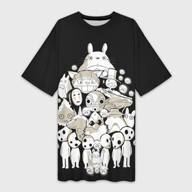 Платье-футболка 3D с принтом Totoro в Курске,  |  | Тематика изображения на принте: anime | hayao miyazaki | japanese | meme | miyazaki | piano | studio ghibli | tokyo | totoro | гибли | котобус | мой | сосед | сусуватари | тонари | тоторо | хаяо миядзаки
