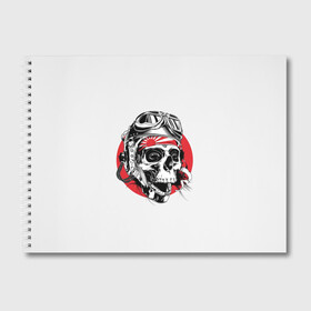 Альбом для рисования с принтом Череп в Курске, 100% бумага
 | матовая бумага, плотность 200 мг. | Тематика изображения на принте: skull | камикадзе | кости | очки | череп