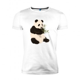 Мужская футболка премиум с принтом Панда в Курске, 92% хлопок, 8% лайкра | приталенный силуэт, круглый вырез ворота, длина до линии бедра, короткий рукав | Тематика изображения на принте: панда | рисунок