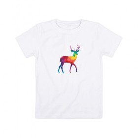 Детская футболка хлопок с принтом Олень в Курске, 100% хлопок | круглый вырез горловины, полуприлегающий силуэт, длина до линии бедер | олень | рисунок