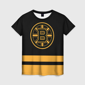 Женская футболка 3D с принтом Бостон Брюинз НХЛ в Курске, 100% полиэфир ( синтетическое хлопкоподобное полотно) | прямой крой, круглый вырез горловины, длина до линии бедер | boston | boston bruins | bruins | hockey | nhl | usa | бостон | бостон брюинз | нхл | спорт | сша | хоккей | шайба