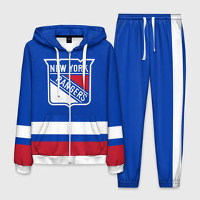Мужской костюм 3D с принтом Нью-Йорк Рейнджерс НХЛ в Курске, 100% полиэстер | Манжеты и пояс оформлены тканевой резинкой, двухслойный капюшон со шнурком для регулировки, карманы спереди | Тематика изображения на принте: hockey | new york | new york rangers | nhl | rangers | usa | нхл | нью йорк | нью йорк рейнджерс | рейнджерс | спорт | сша | хоккей | шайба