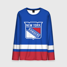 Мужской лонгслив 3D с принтом Нью-Йорк Рейнджерс НХЛ в Курске, 100% полиэстер | длинные рукава, круглый вырез горловины, полуприлегающий силуэт | Тематика изображения на принте: hockey | new york | new york rangers | nhl | rangers | usa | нхл | нью йорк | нью йорк рейнджерс | рейнджерс | спорт | сша | хоккей | шайба