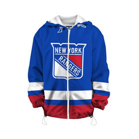 Детская куртка 3D с принтом Нью-Йорк Рейнджерс НХЛ в Курске, 100% полиэстер | застежка — молния, подол и капюшон оформлены резинкой с фиксаторами, по бокам — два кармана без застежек, один потайной карман на груди, плотность верхнего слоя — 90 г/м2; плотность флисового подклада — 260 г/м2 | Тематика изображения на принте: hockey | new york | new york rangers | nhl | rangers | usa | нхл | нью йорк | нью йорк рейнджерс | рейнджерс | спорт | сша | хоккей | шайба