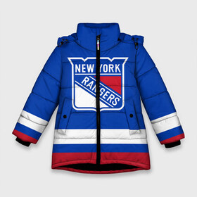 Зимняя куртка для девочек 3D с принтом Нью-Йорк Рейнджерс НХЛ в Курске, ткань верха — 100% полиэстер; подклад — 100% полиэстер, утеплитель — 100% полиэстер. | длина ниже бедра, удлиненная спинка, воротник стойка и отстегивающийся капюшон. Есть боковые карманы с листочкой на кнопках, утяжки по низу изделия и внутренний карман на молнии. 

Предусмотрены светоотражающий принт на спинке, радужный светоотражающий элемент на пуллере молнии и на резинке для утяжки. | hockey | new york | new york rangers | nhl | rangers | usa | нхл | нью йорк | нью йорк рейнджерс | рейнджерс | спорт | сша | хоккей | шайба